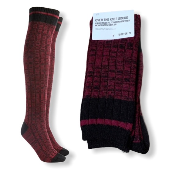 Forever 21 Accessories - Super Cozy Burgundy Over the Knee Socks